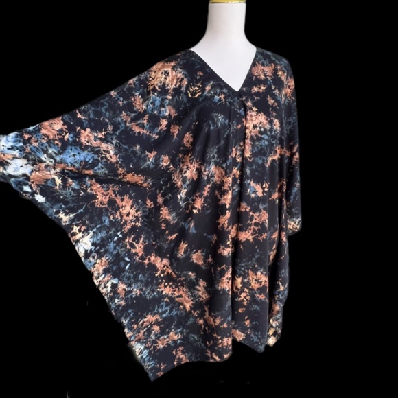 0108/ Black Brown Tie Dye , Short Kaftan - Picture 6 of 9